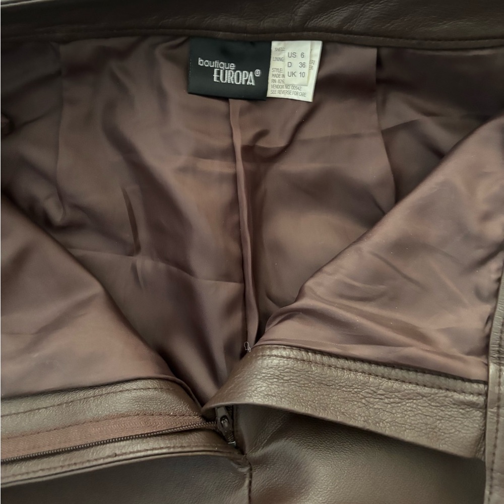 Vintage 100% Genuine Leather Chocolate Brown Bootcut Pants Size 6 - Picture 8 of 17